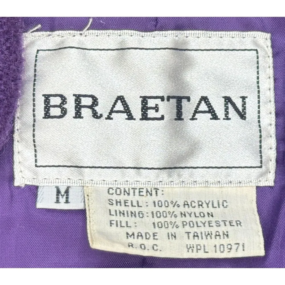 Braetan‎ Vintage Women's Purple Full Zip Long Sleeve Sweater Jacket Size Medium